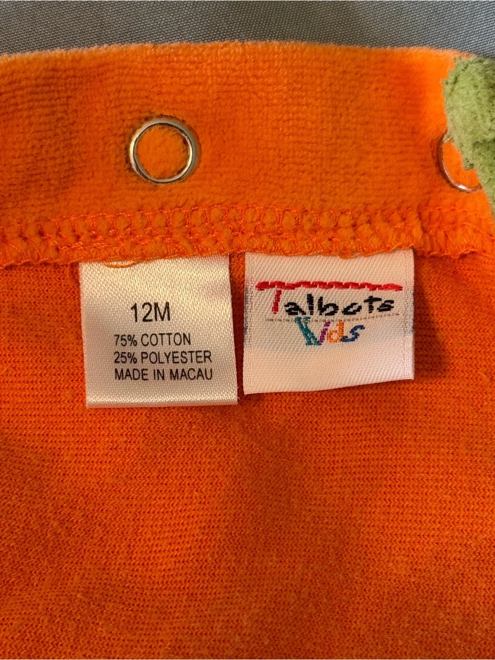 Talbots Orange Pumpkin One-Piece with Green Trim with Matching Booties and Hat